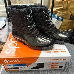 NEW Sporto Women's Black Quilted Rain Boots size 7
